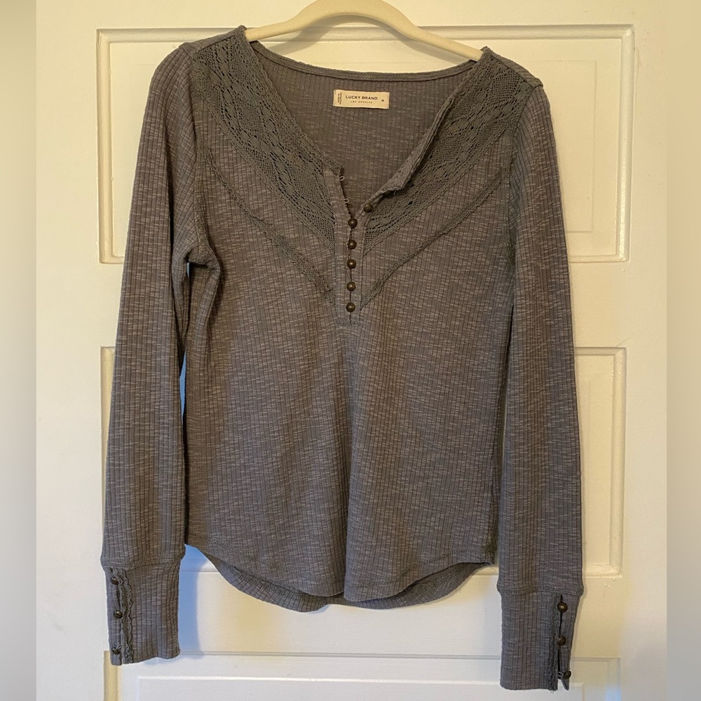 Lucky Brand Long-Sleeve Henley in Gray - Med
